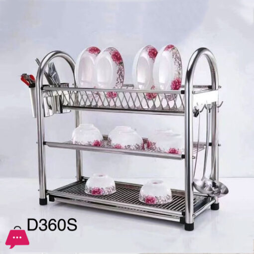 3-Layer Heavy Duty Dish Drainer Rack Stainless Steel - D360S - Image 2