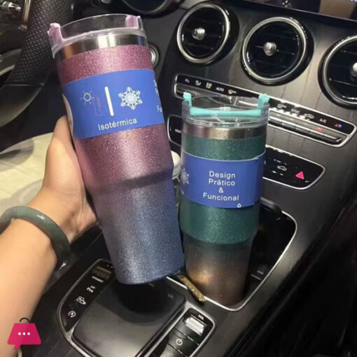 30oz Double Walled Vacuum Insulated Coffee Tumbler Glitter Diamond Painted Bling Stainless Steel Tumbler - Image 2