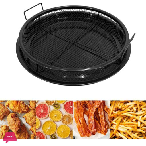 Copper Crisper Tray Round Air Fryer Tray for Oven Deluxe Air Fry in Your Oven 2-Piece Set, Air Fryer Baking Pan Air Fryer Basket for Oven - Image 2