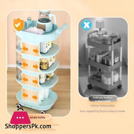 Baby Product Storage Rack Plastic Trolley Removeable Storage Multifunctional Baby Drawer 4-Layer - Image 4