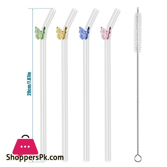 Butterfly Glass Straw 6xGlass Straw+1xBrush - Set of 7