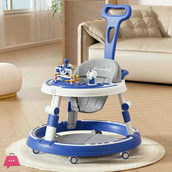 Children Adjustable Foldable Push Baby Walker with Wheels and Music