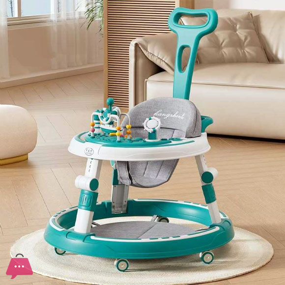 Children Adjustable Foldable Push Baby Walker with Wheels and Music