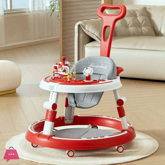 Children Adjustable Foldable Push Baby Walker with Wheels and Music