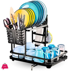 Dish Drainer Dish Drying Rack 2 Levels Black Color