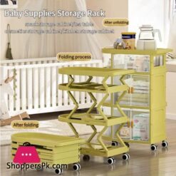 Folding Baby Cart Baby Storage Cart Folding Drawer Installation Free Baby Rack - 4 Floor