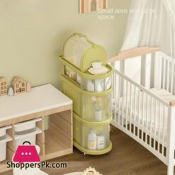 Folding Baby Cart Baby Storage Cart Folding Drawer Installation Free Baby Rack - 4 Floor