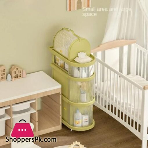 Folding Baby Cart Baby Storage Cart Folding Drawer Installation Free Baby Rack - 4 Floor - Image 5