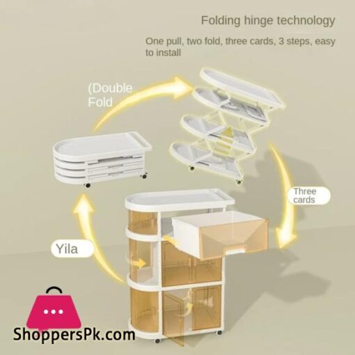 Folding Baby Cart Baby Storage Cart Folding Drawer Installation Free Baby Rack - 4 Floor - Image 8