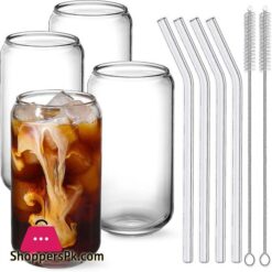 Set of 4 Reusable Glass Straws With Cleaning Brush Glass Drinking Straws Clear Glass Straws Reusable