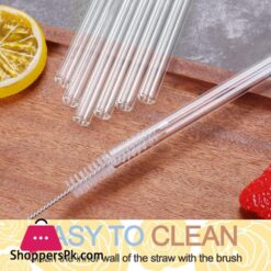 Set of 4 Reusable Glass Straws With Cleaning Brush Glass Drinking Straws Clear Glass Straws Reusable