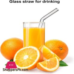 Set of 4 Reusable Glass Straws With Cleaning Brush Glass Drinking Straws Clear Glass Straws Reusable