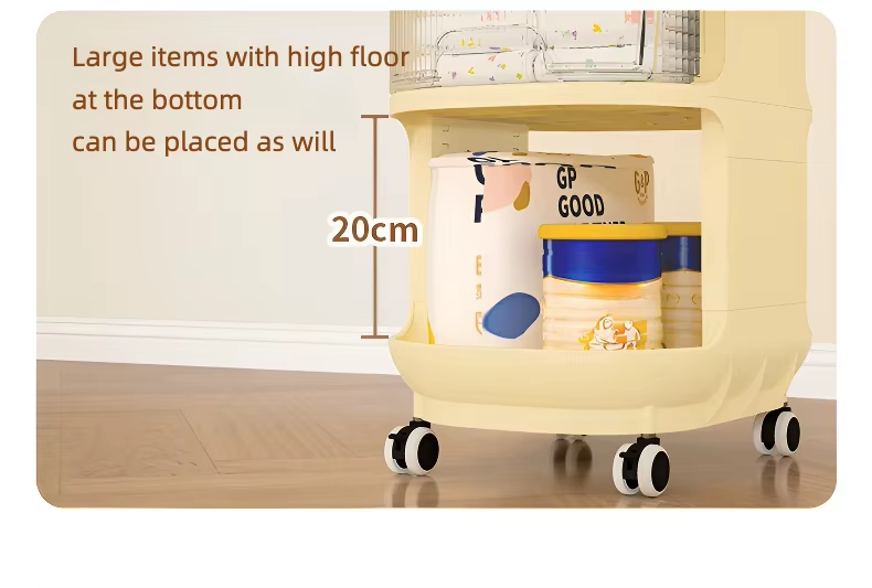 Baby Product Storage Rack Plastic Trolley Removeable Storage Multifunctional Baby Drawer 4-Layer