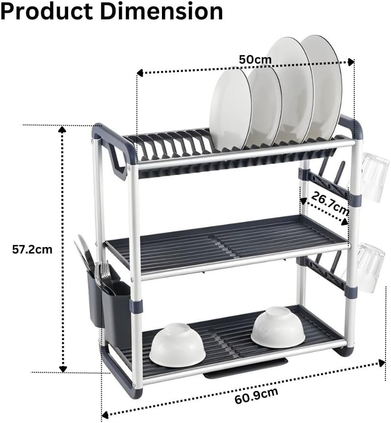 Binca Aluminum Dish Drainer Rack 3-Floor