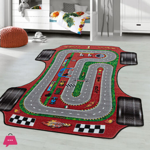 Children's Carpet Play Carpet Racing Car Motorway Street Motif Rectangular 50 x 80 CM - Image 2