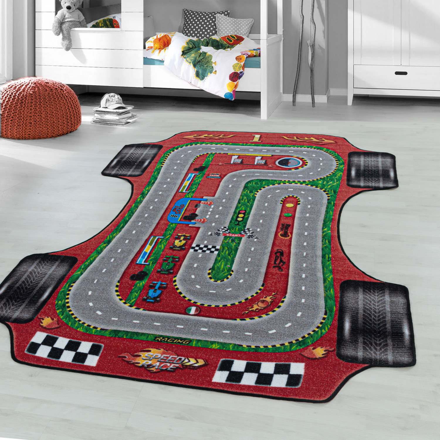 Children's Carpet Play Carpet Racing Car Motorway Street Motif Rectangular 50 x 80 CM