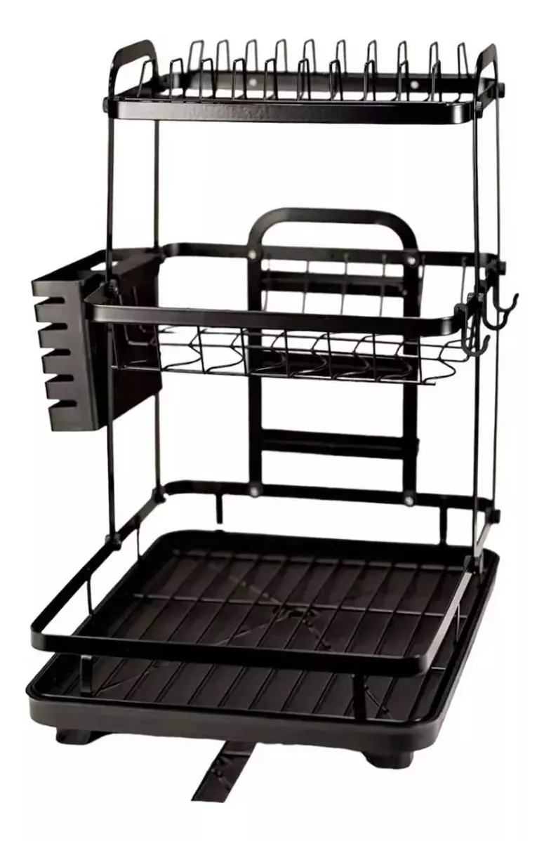 Dish Drainer Dish Drying Rack 3 Levels Black Color