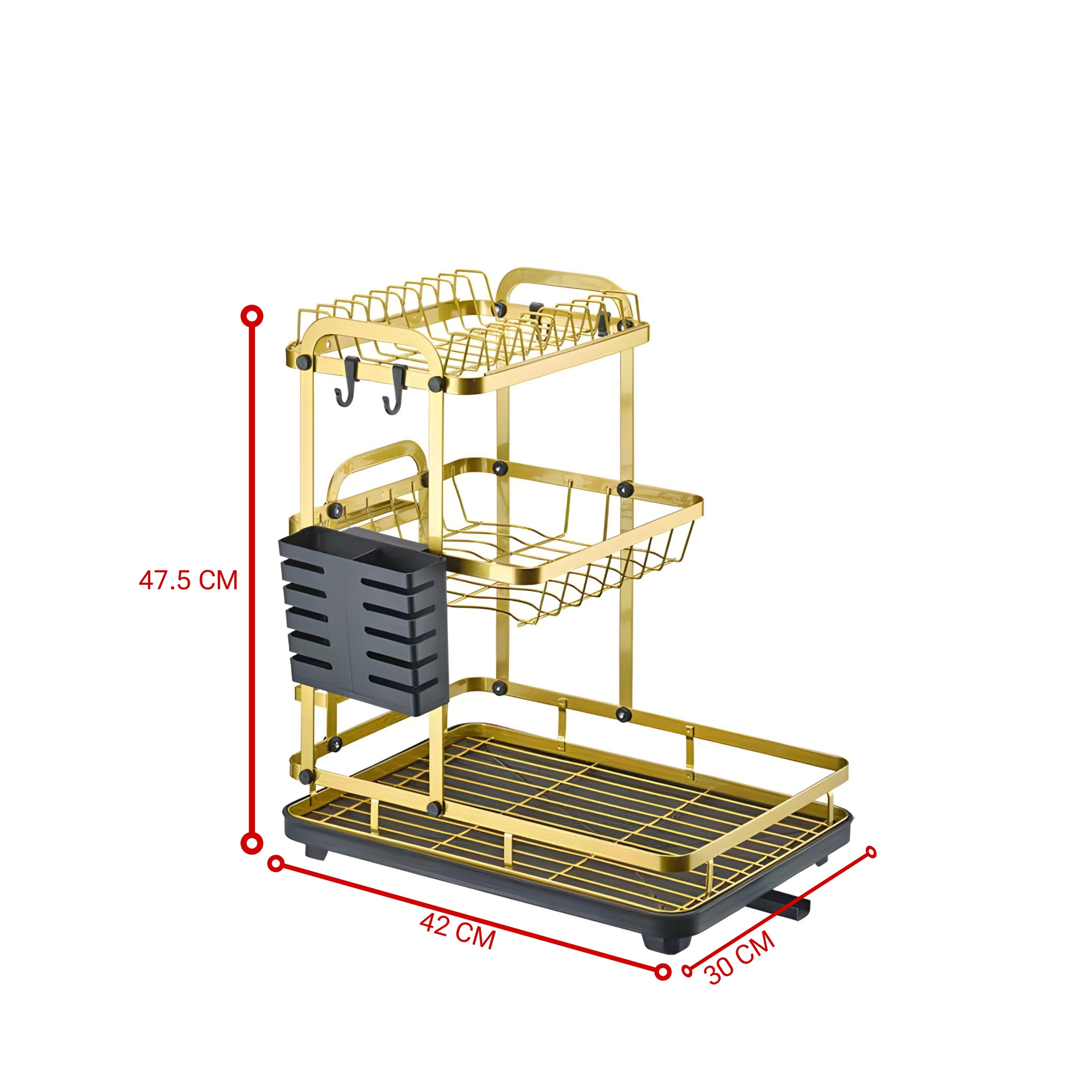 Dish Drainer Dish Drying Rack 3 Levels Gold Color