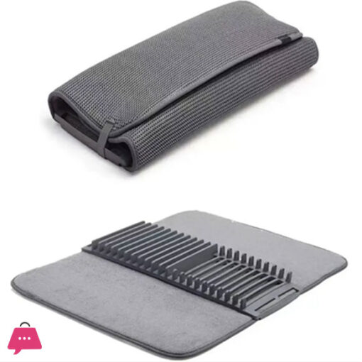 Dish Drying Mat Multipurpose Plates Rack, Microfibre Absorbent Mat Pot Lid Holder - Image 2