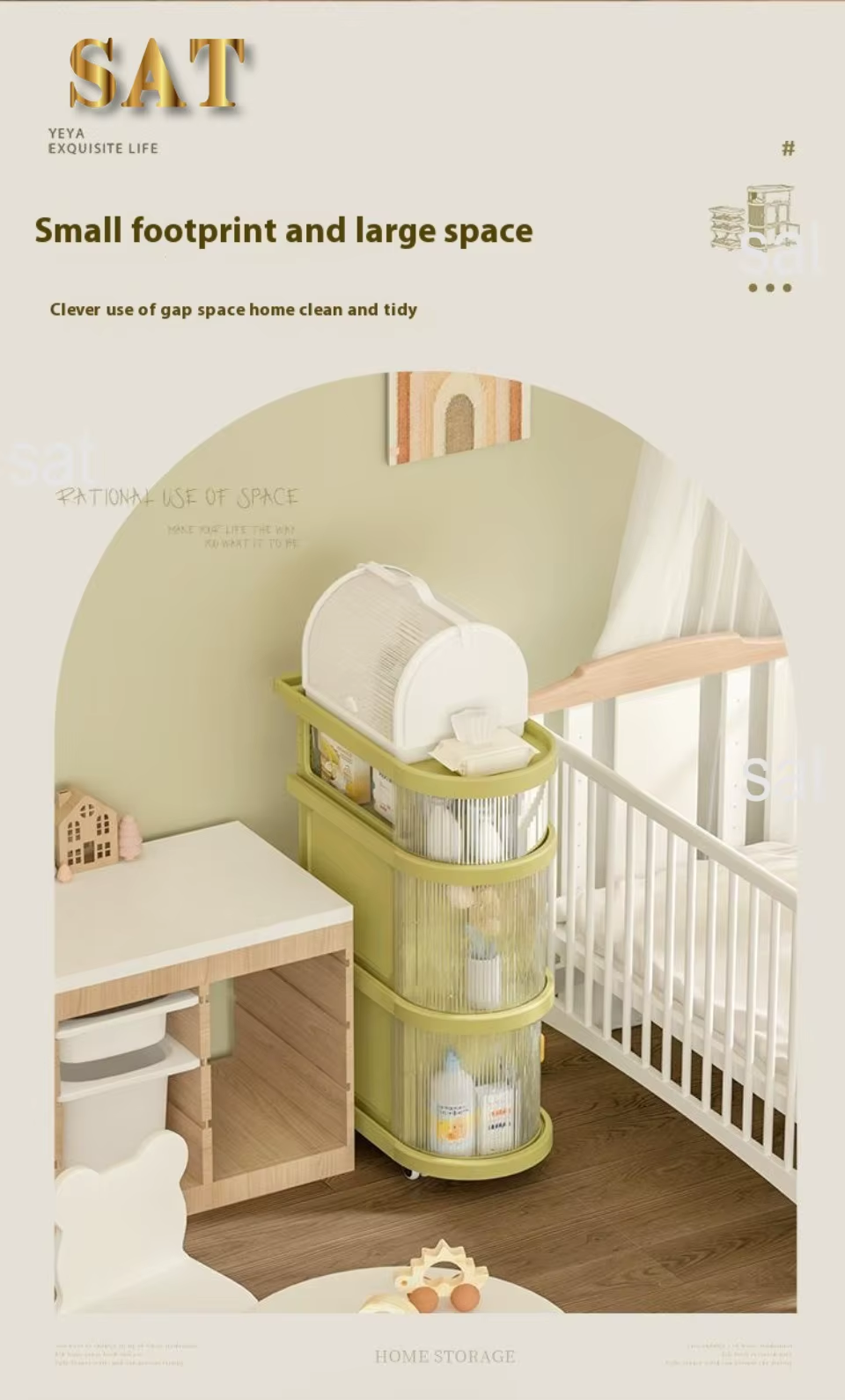 Folding Baby Cart Baby Storage Cart Folding Drawer Installation Free Baby Rack - 4 Floor