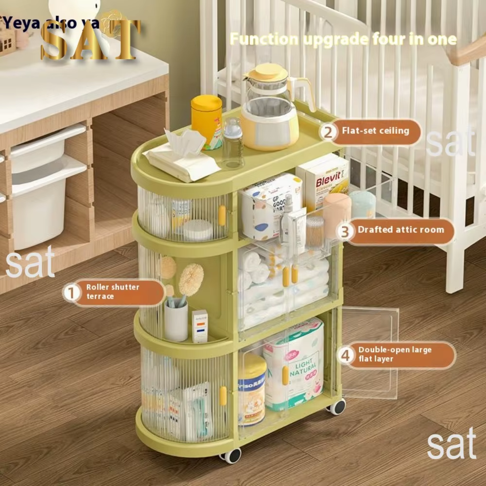 Folding Baby Cart Baby Storage Cart Folding Drawer Installation Free Baby Rack - 4 Floor