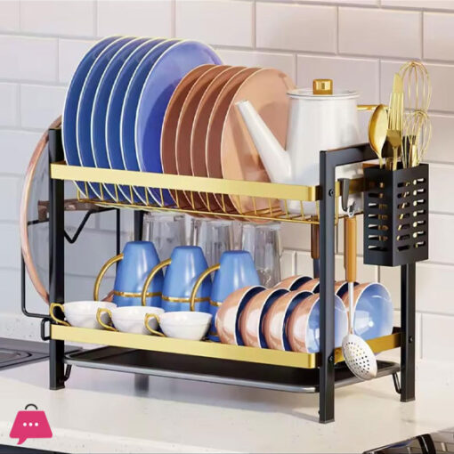 Kitchen Storage Multi-Function Plate Rack - 2 Layer