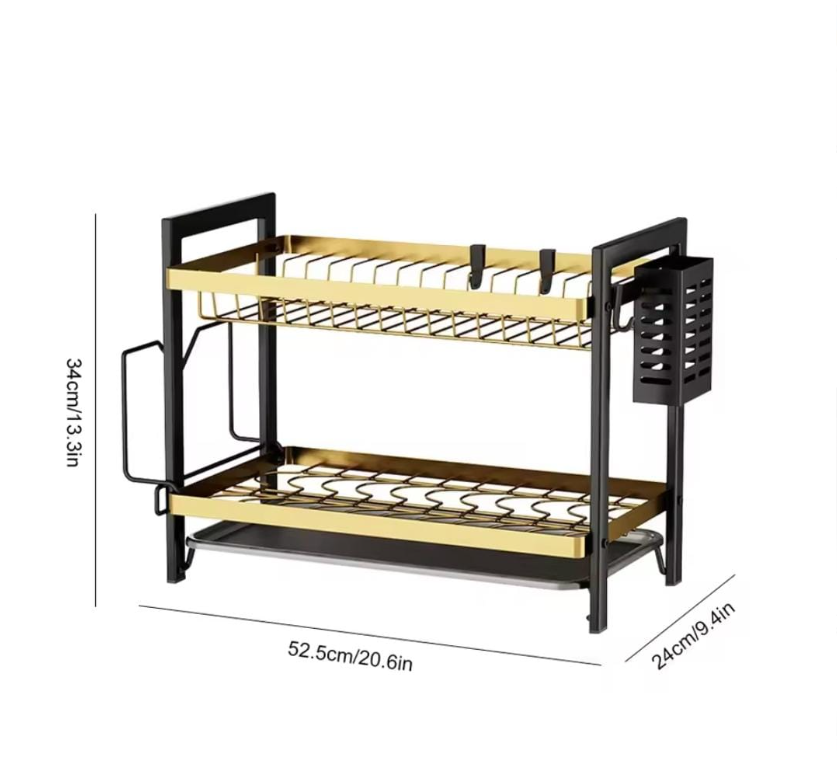 Kitchen Storage Multi-Function Plate Rack - 2 Layer