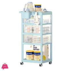 New Born Nursery Storage Trolley Cart - Rolling Trolley Cart 4-Tier