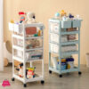 New Born Nursery Storage Trolley Cart - Rolling Trolley Cart 4-Tier