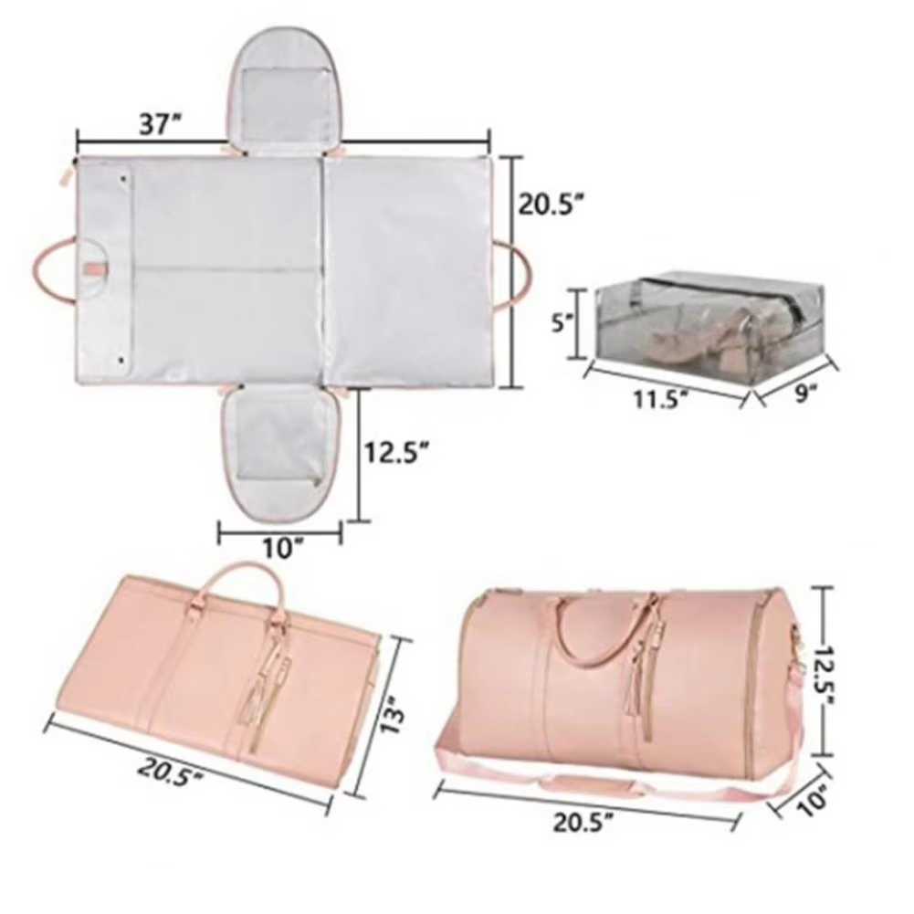 Portable Garment Bag Capacity Waterproof Travel Bag with Internal Straps Detachable Garment Duffle Bag Shoe for Organizing