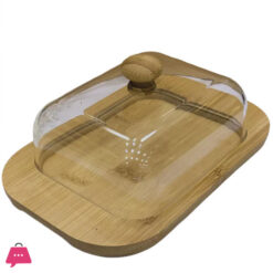 SHENGYA Glass Butter Dish with Wood Plate