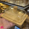 SHENGYA Glass Butter Dish with Wood Plate