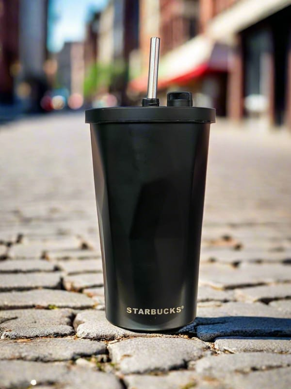 Starbucks Tumbler With Straw and Lid Stainless steel Mug black color, Coffee Tumbler