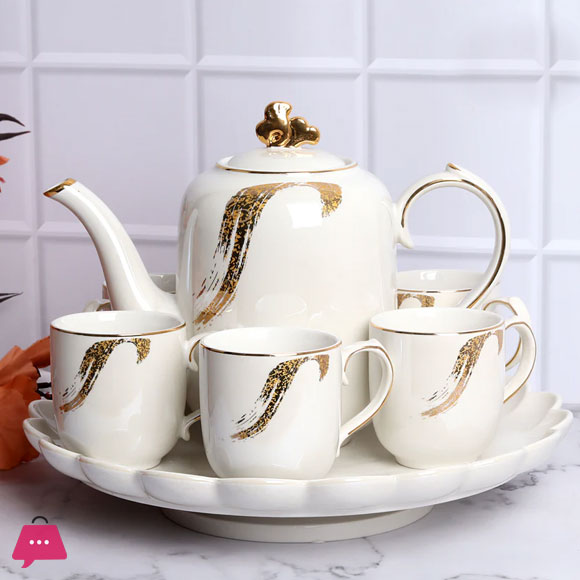 Tea Set with Kettle & Tray - 6 Cups