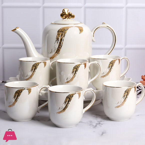 Tea Set with Kettle & Tray - 6 Cups