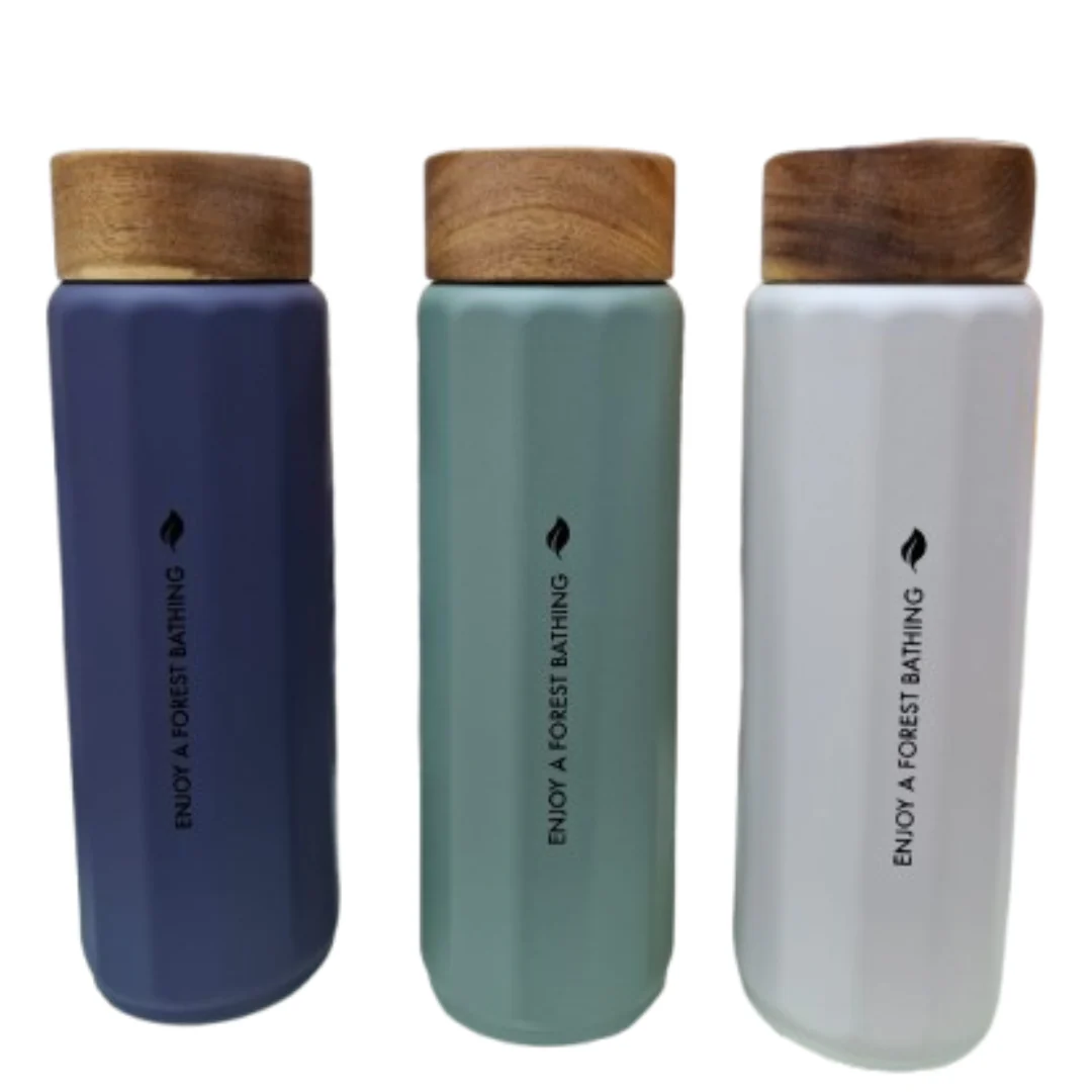 Water Bottle With Bamboo Lid