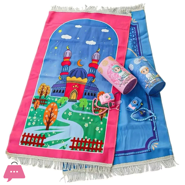 Kids Islamic Prayer Mat with Tasbeeh & Coin Bank Money Saving Box Premium Combo Best Gift for Ramadan