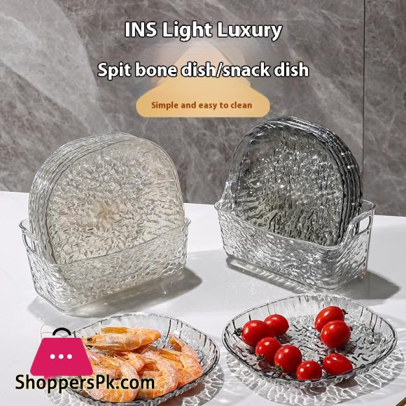 Light Luxury Plastic Plates Fruit Snacks Dried 8 Plate with Stand