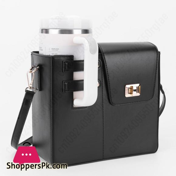 Tumbler Handbag Purse Carrier Bag PU Leather Travel Cup Holder Bag