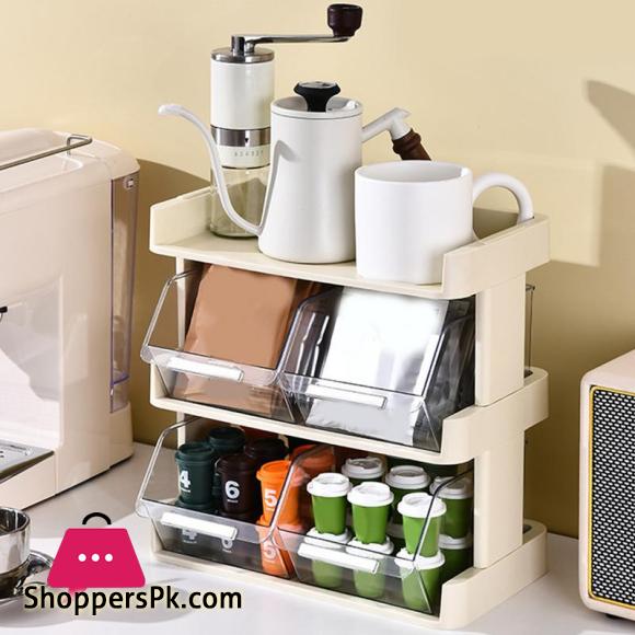 Tea Bag Shelf Organizer Coffee Pod Organizer Large Capacity Tea Bag Holder Two layers