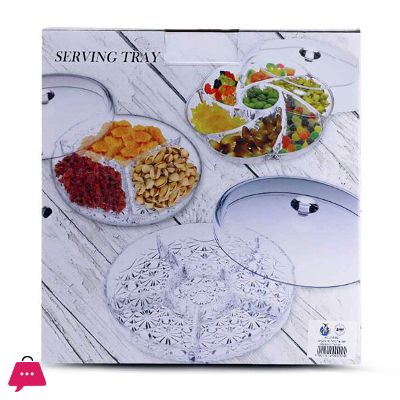 Acrylic Large 5 Section Dry Fruits Dish – 26cm