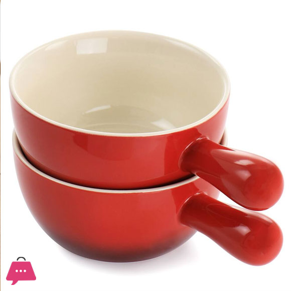 Danny Home Red Round Dip Dish with Handle 3 Inch