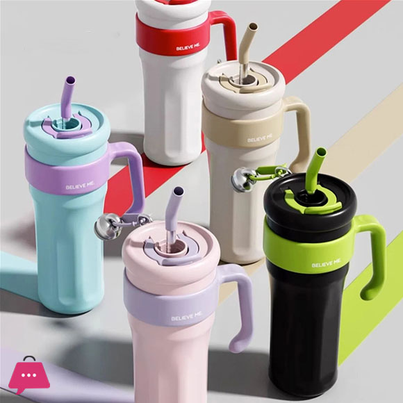 Stainless Steel Thermal Water Bottle Tumbler with Handle Straw Cup Drinkware Thermo Bottle 1250 ML