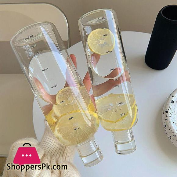 Plastic Water Bottle with Time Marker Leakproof Drink Bottle Drop-Resistant Sport Water Bottles