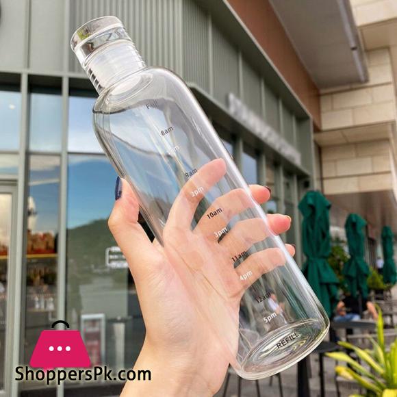 Plastic Water Bottle with Time Marker Leakproof Drink Bottle Drop-Resistant Sport Water Bottles