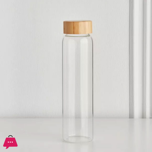 Glass Cylinder Bottle with Wooden Lid
