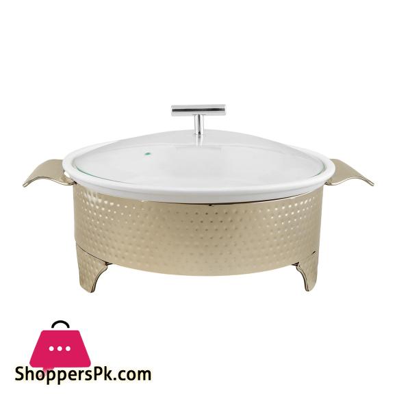 Brilliant Round Casserole Serving Dish With Candle Stand Buffet Food Warmer 12 Inch