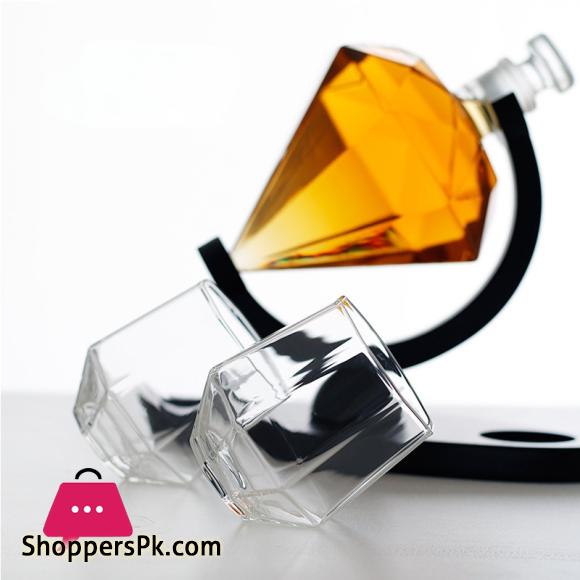 Globe Decanter Crystal Whiskey Glasses Hand-blown 100% Lead Free Whisky Decanter Set with Globe Whiskey Carafe & 2 Glasses