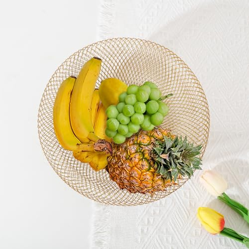 Metal Wire Woven Fruit Storage Bowl Basket For Kitchen, Large Black Mesh Fruit Stand 7 Metal Wire Woven Fruit Storage Bowl Basket For Kitchen, Large Black Mesh Fruit Stand