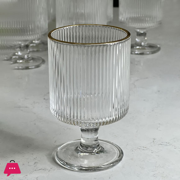 Ripple Effect Low Foot Real Crystal Gold Rim Glass - Set of 6